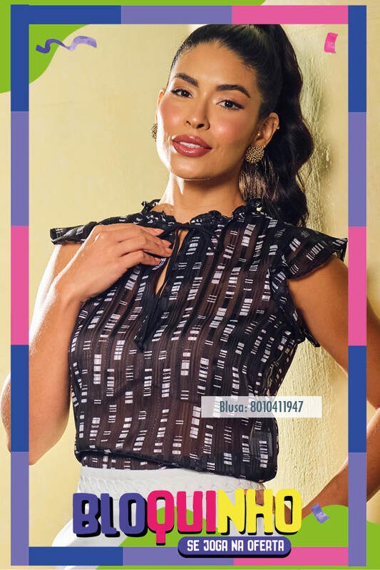 Blusa Com Decote V E Manga De Babado