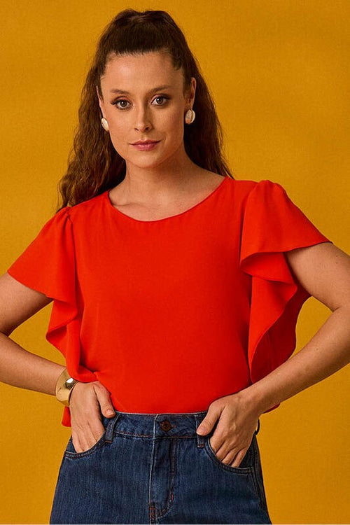 Carregar imagem 1 na visualização da galeria. Blusa Com Manga Cascata