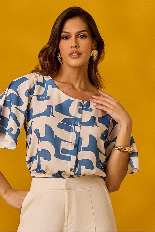 Carregar imagem 1 na visualização da galeria. Blusa Semicropped Com Mangas Amplas