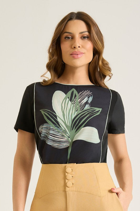 Blusa Baby Look Com Vivos