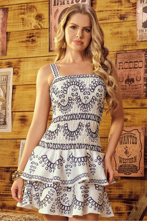 Carregar imagem 1 na visualização da galeria. Vestido Curto Com Elastex E Babados