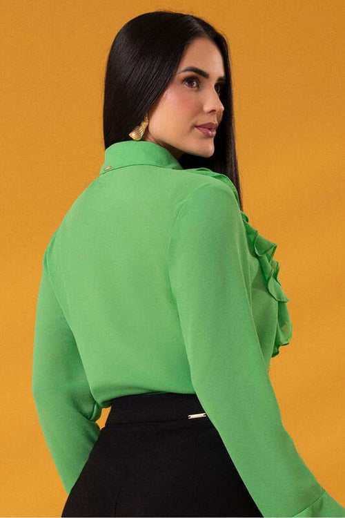 Carregar imagem 1 na visualização da galeria. Blusa Camisa Babado Frente