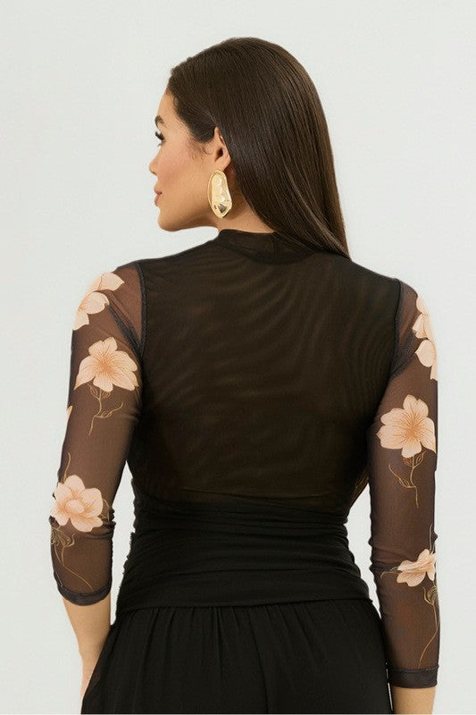 Blusa  Com Manga Longa E Gola Alta