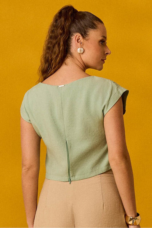 Carregar imagem 1 na visualização da galeria. Blusa Semi Cropped Ampla Com Bicos