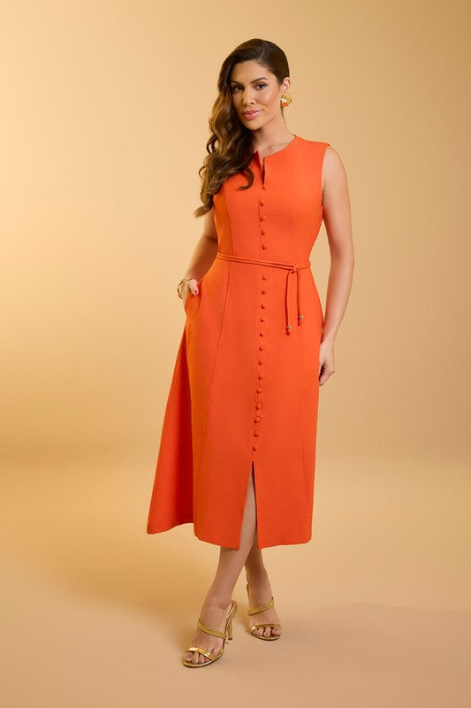 Vestido Com Botoes Cobertos
