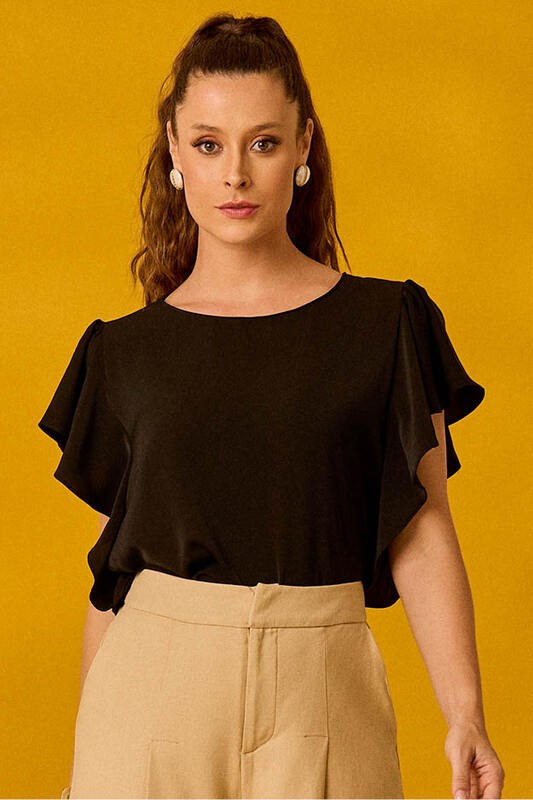 Blusa Com Manga Cascata