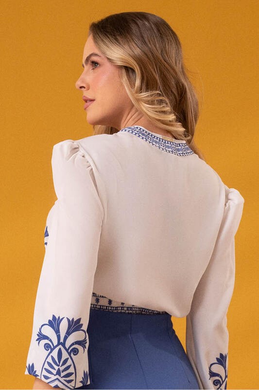 Blusa Estampado Manga Longa Com Pala