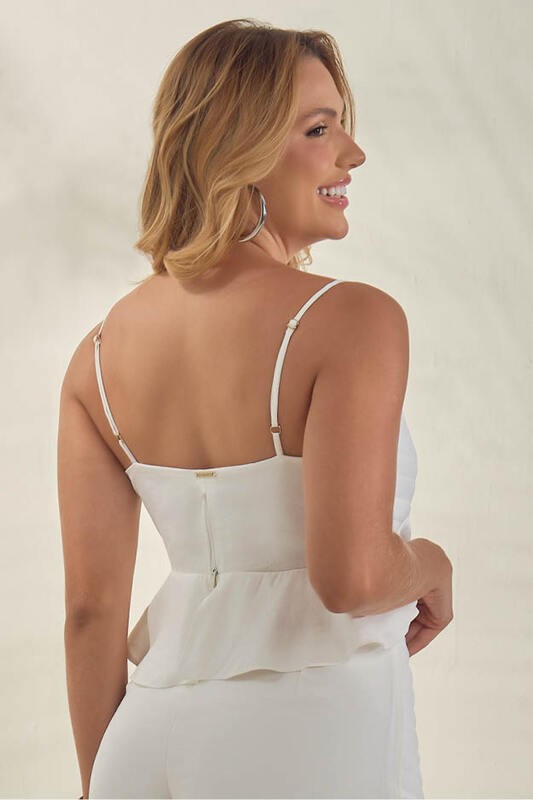 Blusa  Com Alca Fina E Babados