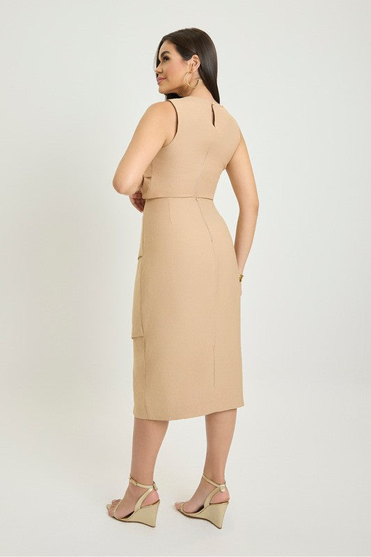 Conjunto De Saia Midi Com Cropped E Pregas