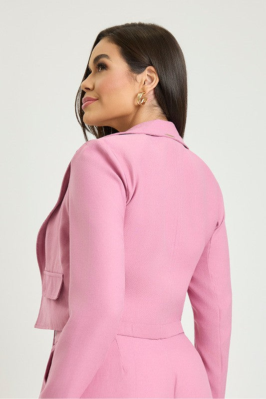 Outwear Blazer Cropped Com Manga Longa