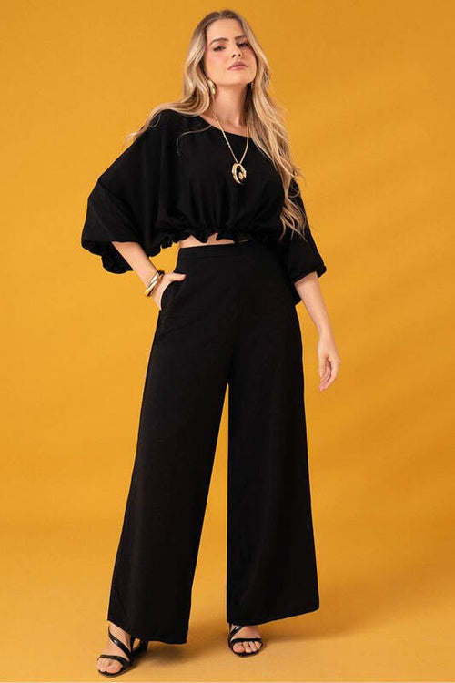Carregar imagem 1 na visualização da galeria. Conjunto De Blusa E Calca Com Detalhes De Babados