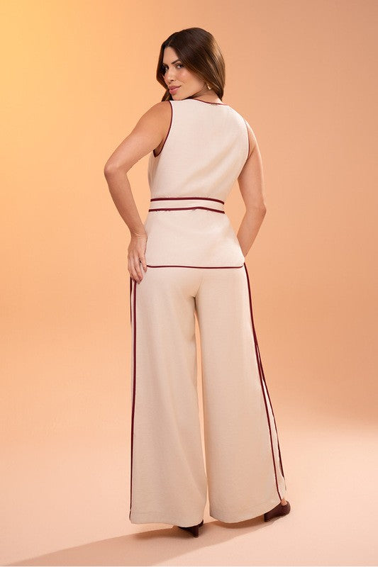 Conjunto Blusa Alongada E Calca Com Detalhes