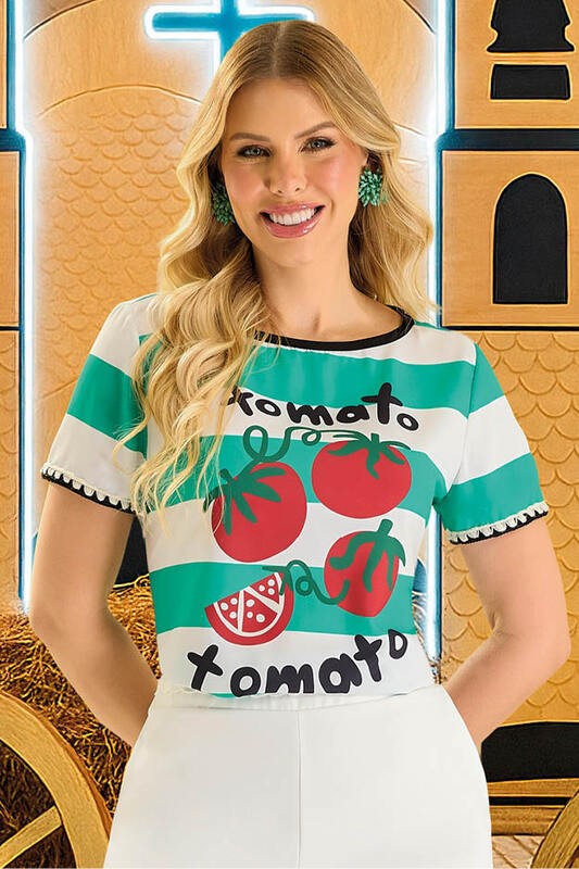 Blusa Baby Com Detalhe Crochet Manga