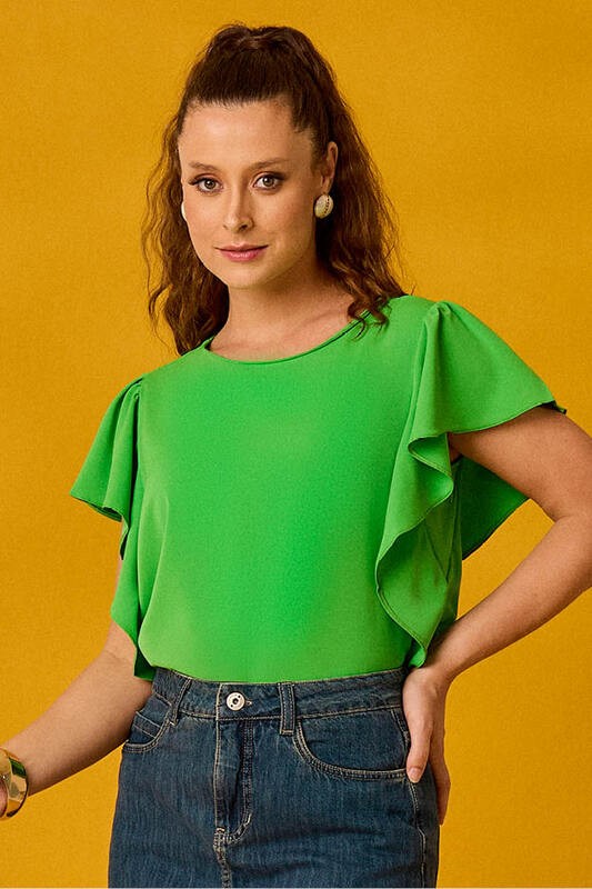 Blusa Com Manga Cascata