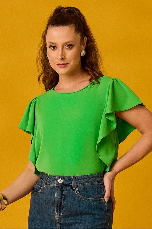 Carregar imagem 1 na visualização da galeria. Blusa Com Manga Cascata