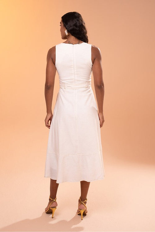 Carregar imagem 1 na visualização da galeria. Vestido Midi Cavado Com Cinto