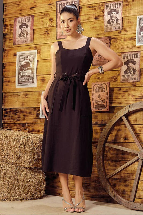 Carregar imagem 1 na visualização da galeria. Vestido Midi Com Cinto Faixa
