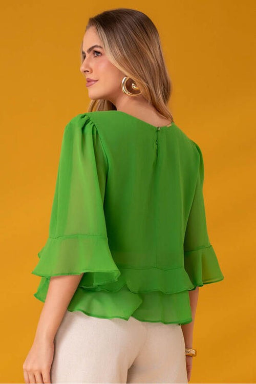 Carregar imagem 1 na visualização da galeria. Blusa Cropped Com Babados
