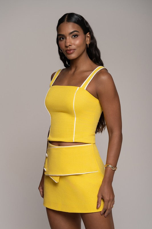 Conjunto De Short Saia E Blusa Com Vivos