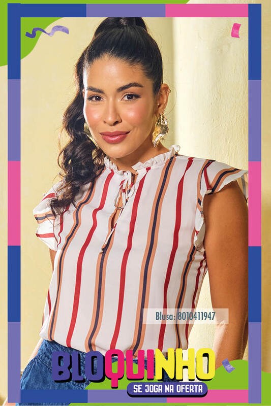 Blusa Com Decote V E Manga De Babado