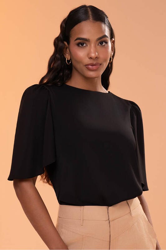Blusa Ampla Com Manga Franzida