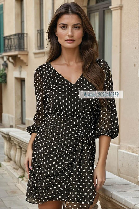 Vestido Decote Transpassado Com Drapeado