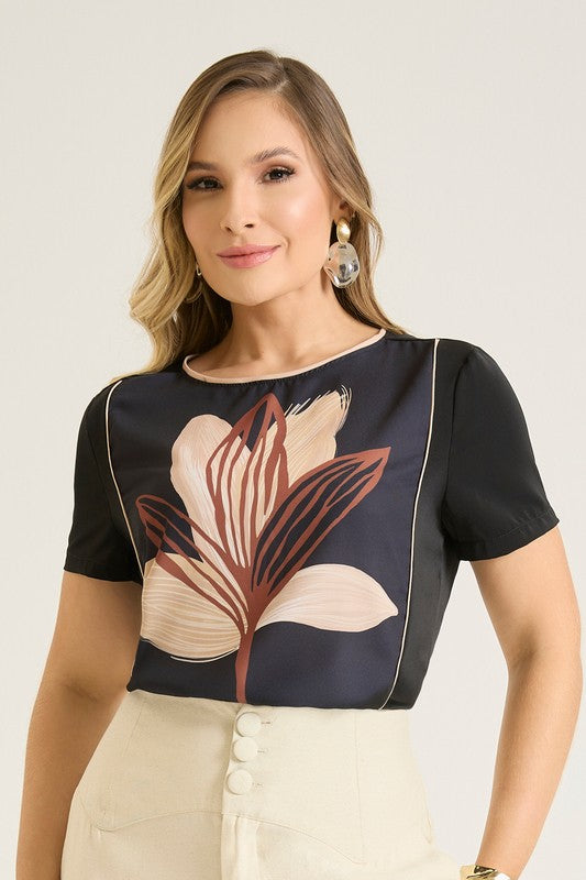 Blusa Baby Look Com Vivos