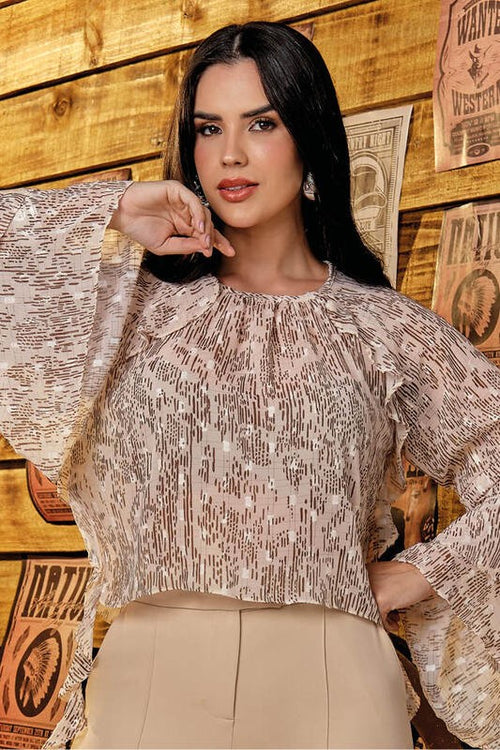 Carregar imagem 1 na visualização da galeria. Blusa Semi Cropped Com Manga Flare