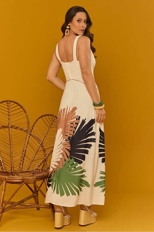 Vestido Longo Com Vivos