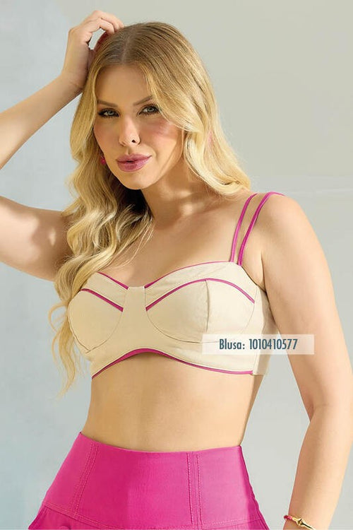 Carregar imagem 1 na visualização da galeria. Blusa Top Com Bloco De Cor