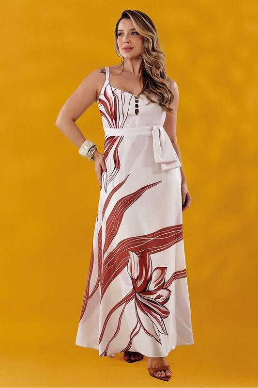 Vestido Longo Com Decote Vazado