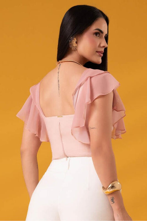 Carregar imagem 1 na visualização da galeria. Blusa Com Babados E Bico