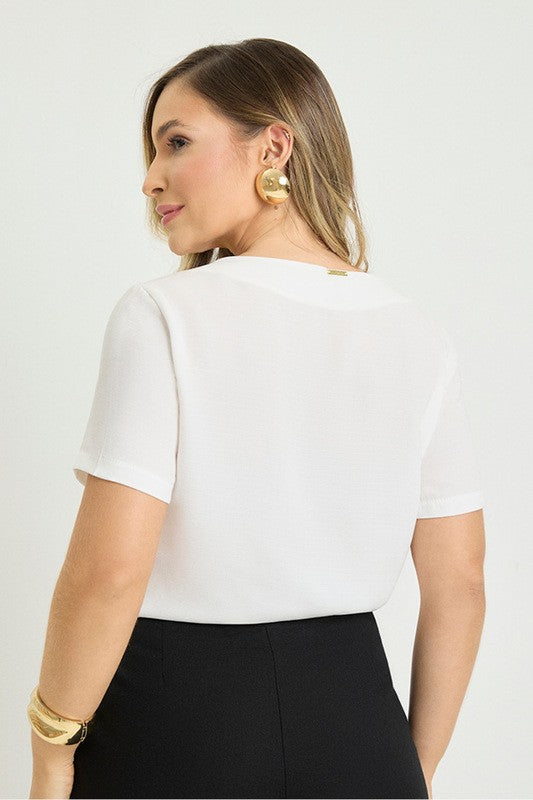 Blusa Baby Look Com  Perolas E Arte Sacra