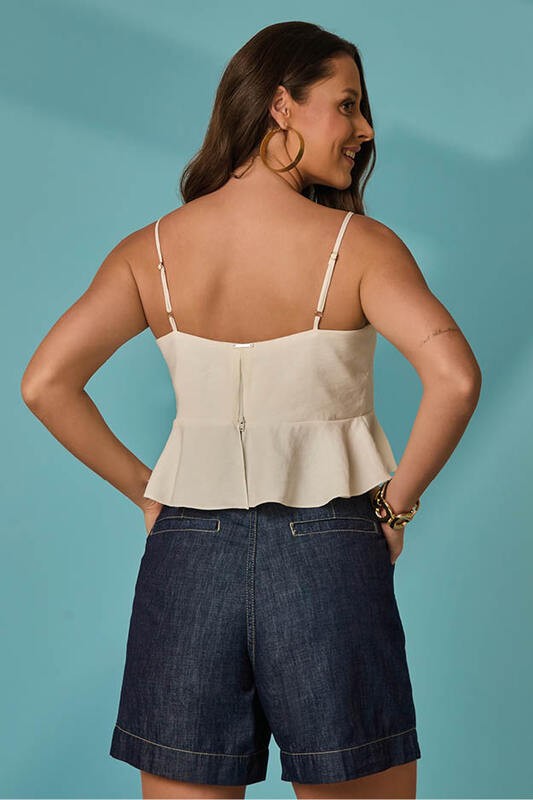 Short Alfaiataria Pespontos Contrastantes