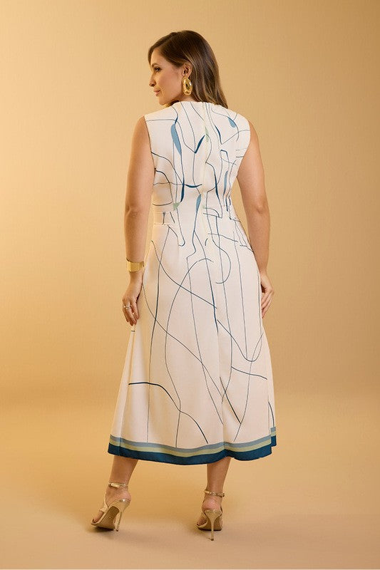 Vestido Midi Com Pregas