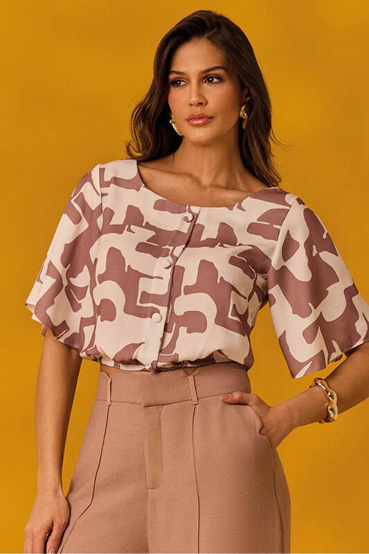 Blusa Semicropped Com Mangas Amplas