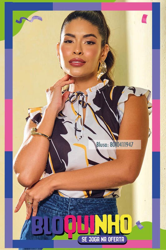 Blusa Com Decote V E Manga De Babado
