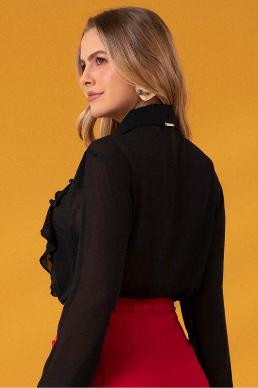 Blusa Camisa Babado Frente
