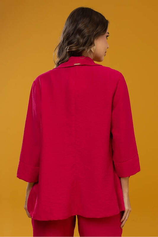 Outwear Blazer Com Babado E Manga 3/4