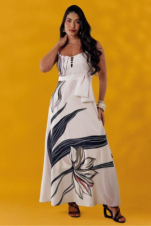 Carregar imagem 1 na visualização da galeria. Vestido Longo Com Decote Vazado