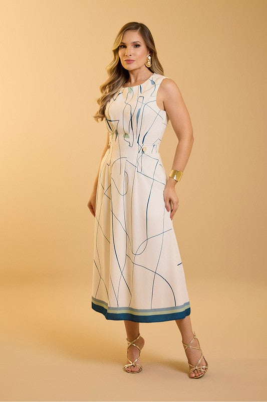 Vestido Midi Com Pregas