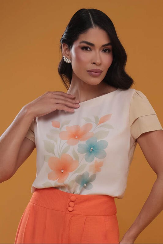 Blusa  Com Mangas Sobrepostas