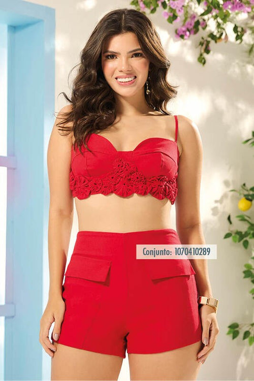Carregar imagem 1 na visualização da galeria. Conjunto De Short E Cropped De Fuxicos