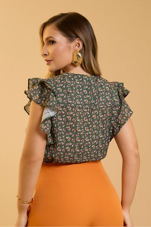 Carregar imagem 1 na visualização da galeria. Blusa Regata Com Babados