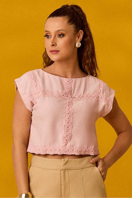 Carregar imagem 1 na visualização da galeria. Blusa Semi Cropped Ampla Com Bicos