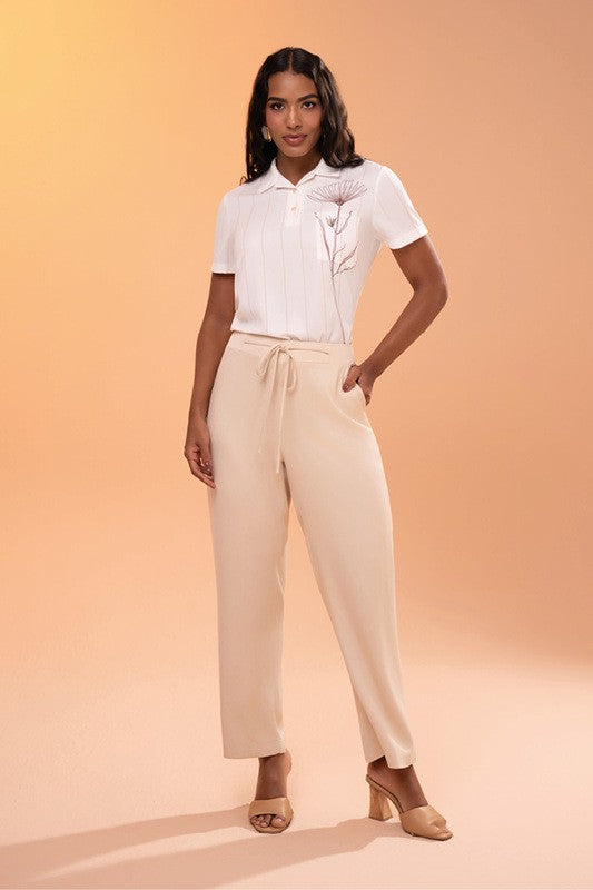 Conjunto De Blusa Com Gola E Calca