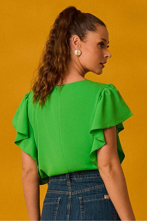 Carregar imagem 1 na visualização da galeria. Blusa Com Manga Cascata